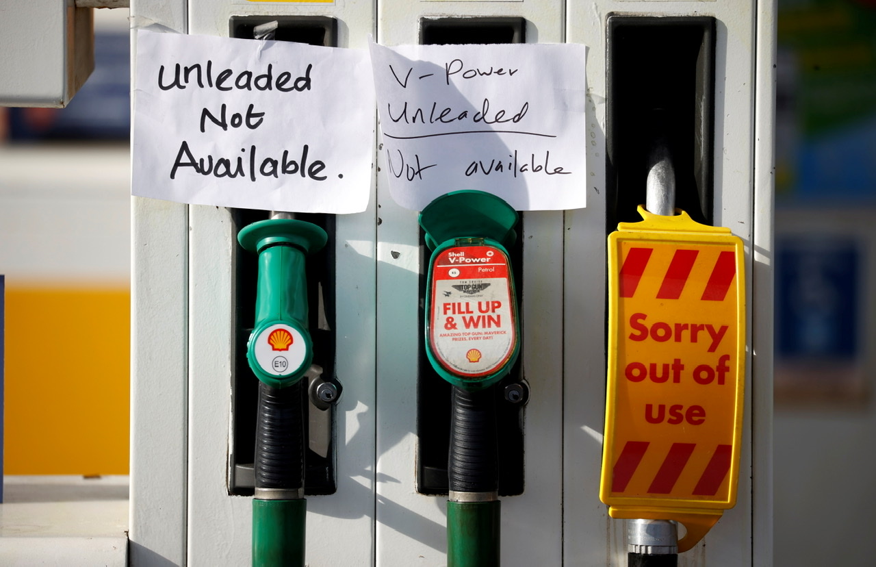 LONDON (Reuters) -Britain put the army on standby to deliver fuel from Tuesday after an acute shortage of truckers triggered panic buying that left fuel pumps dry across the land and raised fears that hospitals would be left without doctors and nurses.