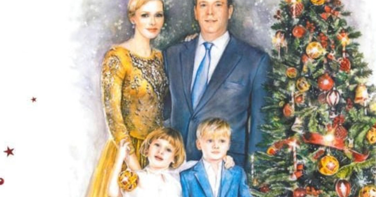 Princess Charlene Shares Illustrated Family Christmas Card