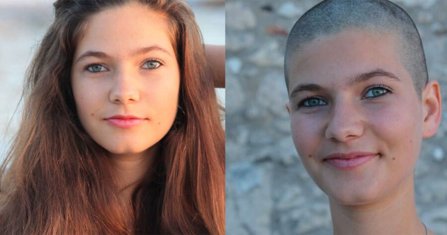 Shaving hair for children with cancer wigs