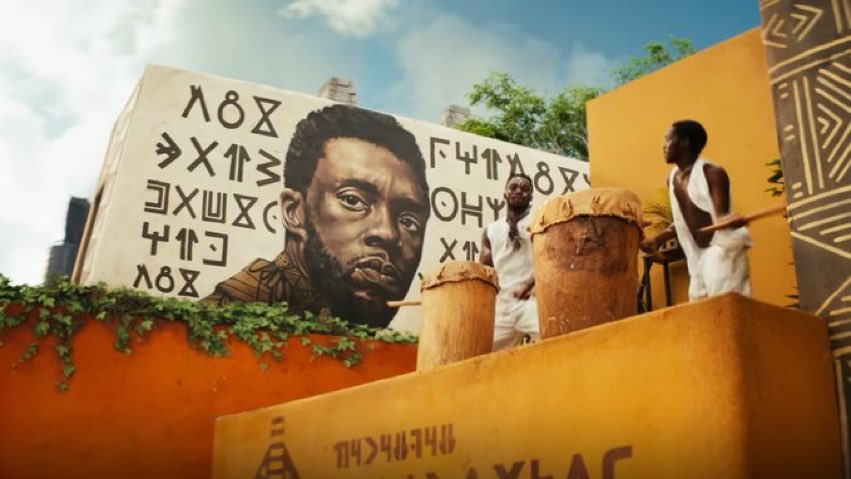 Epic Trailer for New Black Panther: Wakanda Forever features a mural paying homage to Chad Boseman's character.