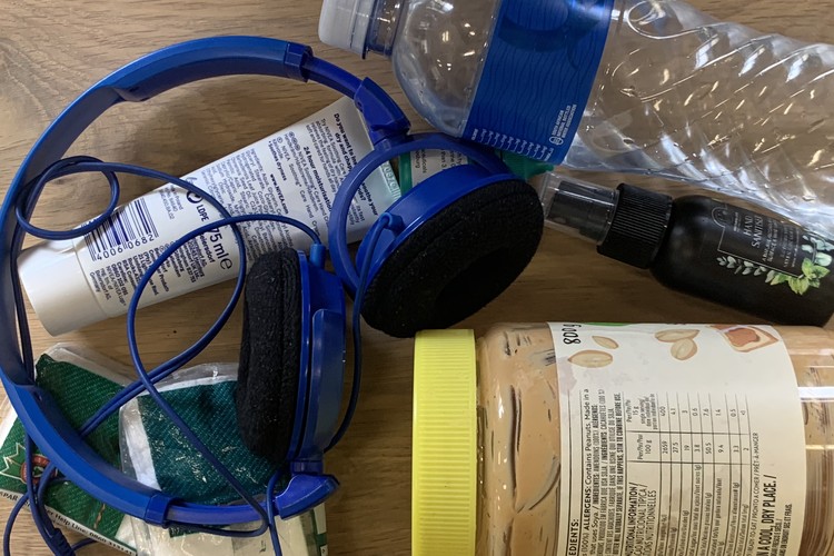 Most of the effort to reduce plastic is going into dealing with single-use products like the water bottle and peanut butter jar in the above photo. This is not unimportant, but the bigger problem is long-life plastics, like the clothes we wear, the earphones pictured above and the furniture we sit on. Photo: Ashraf Hendricks