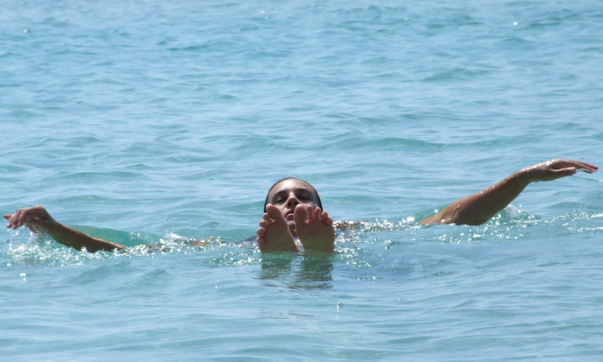 Man swimming in the ocean
