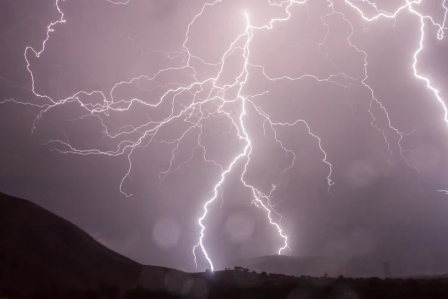 lightning strikes water