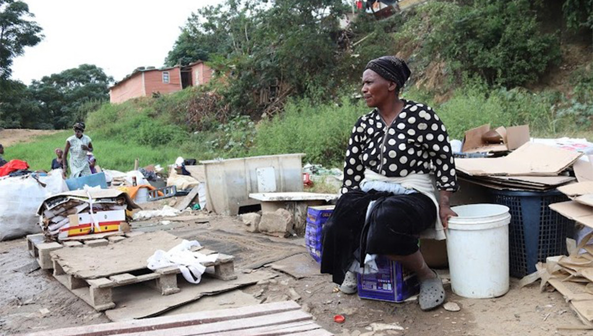 Determined Durban moms recycle cardboard