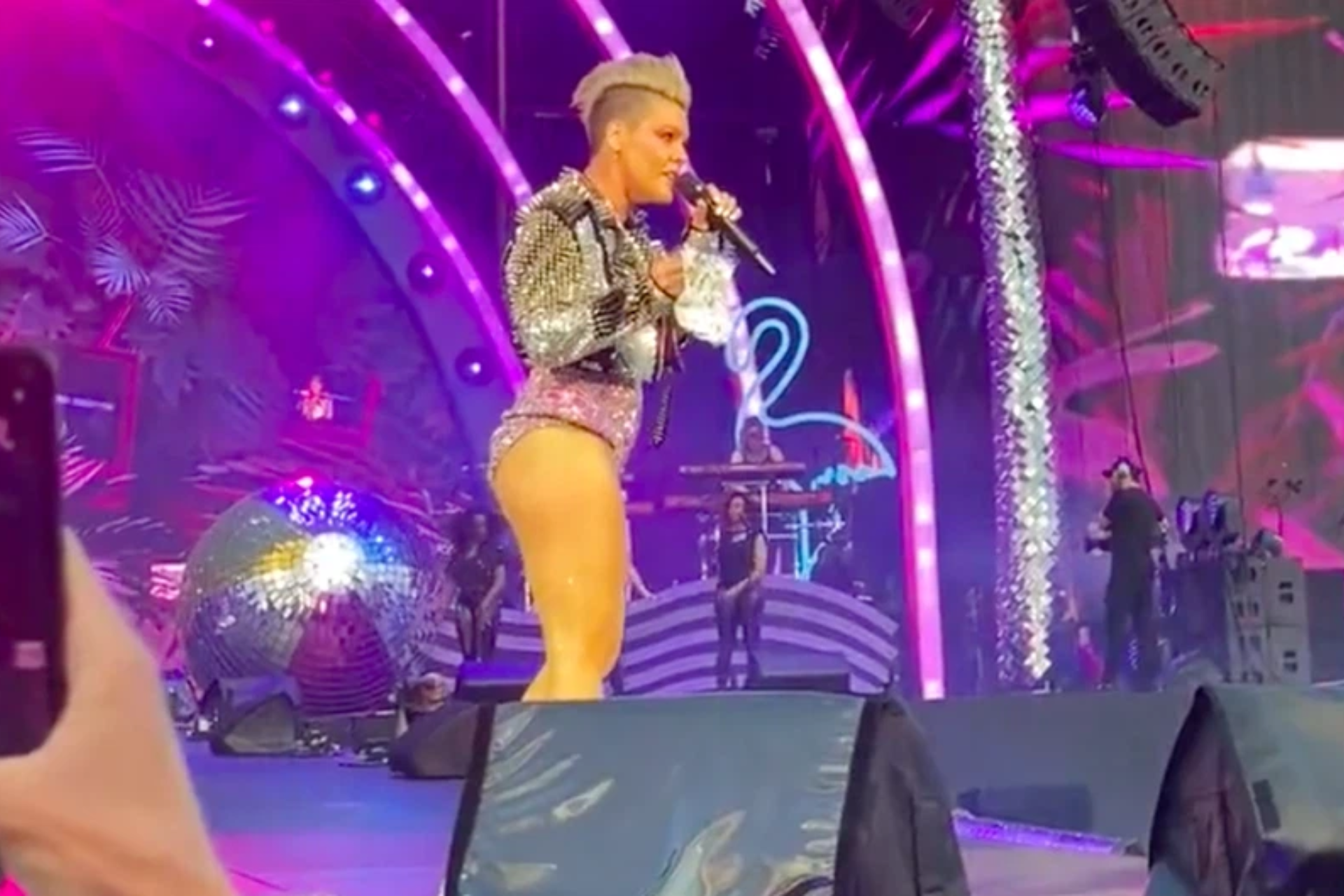 Pink concert fan throws mother's ashes on stage