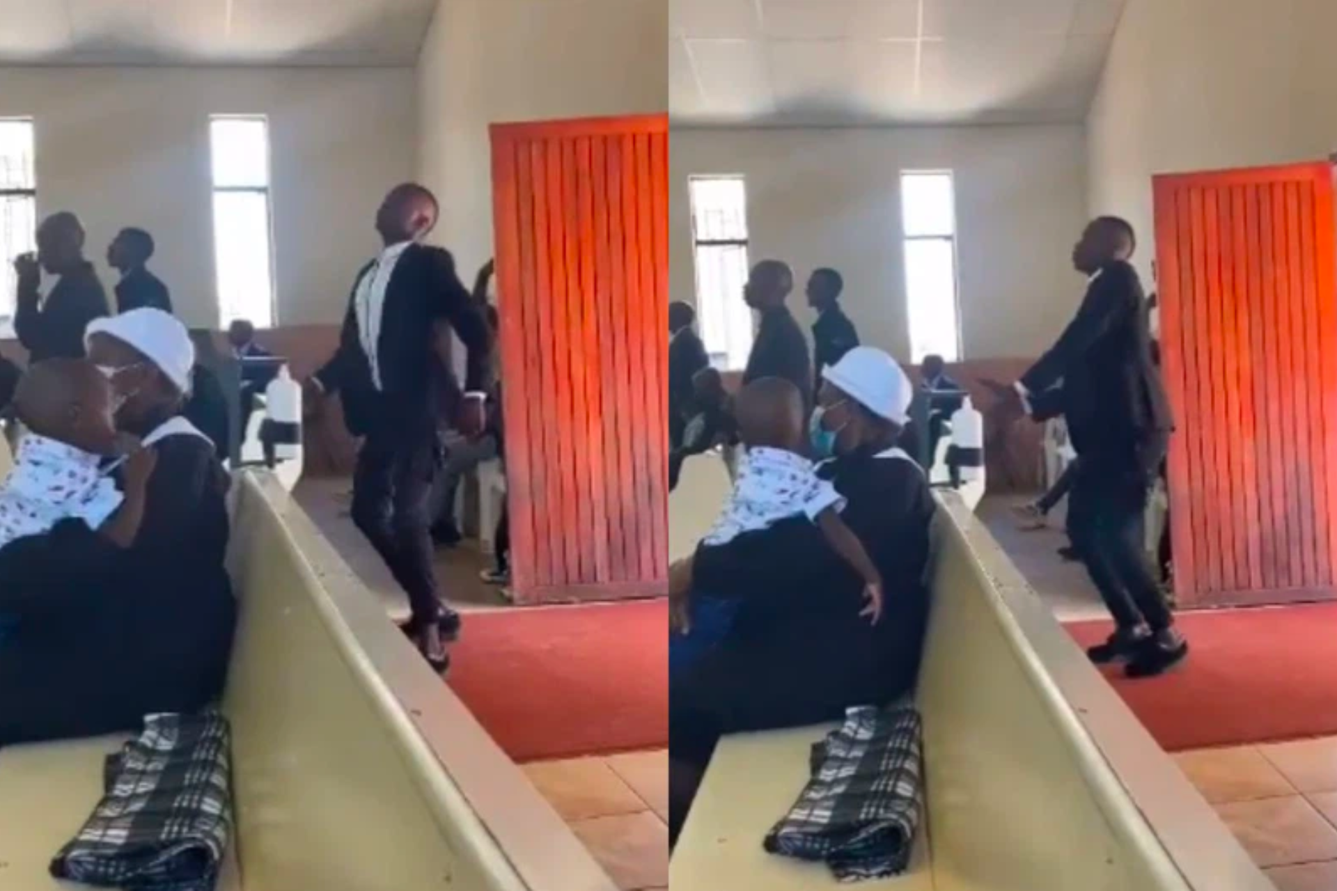 man dances in church Amapiano moves