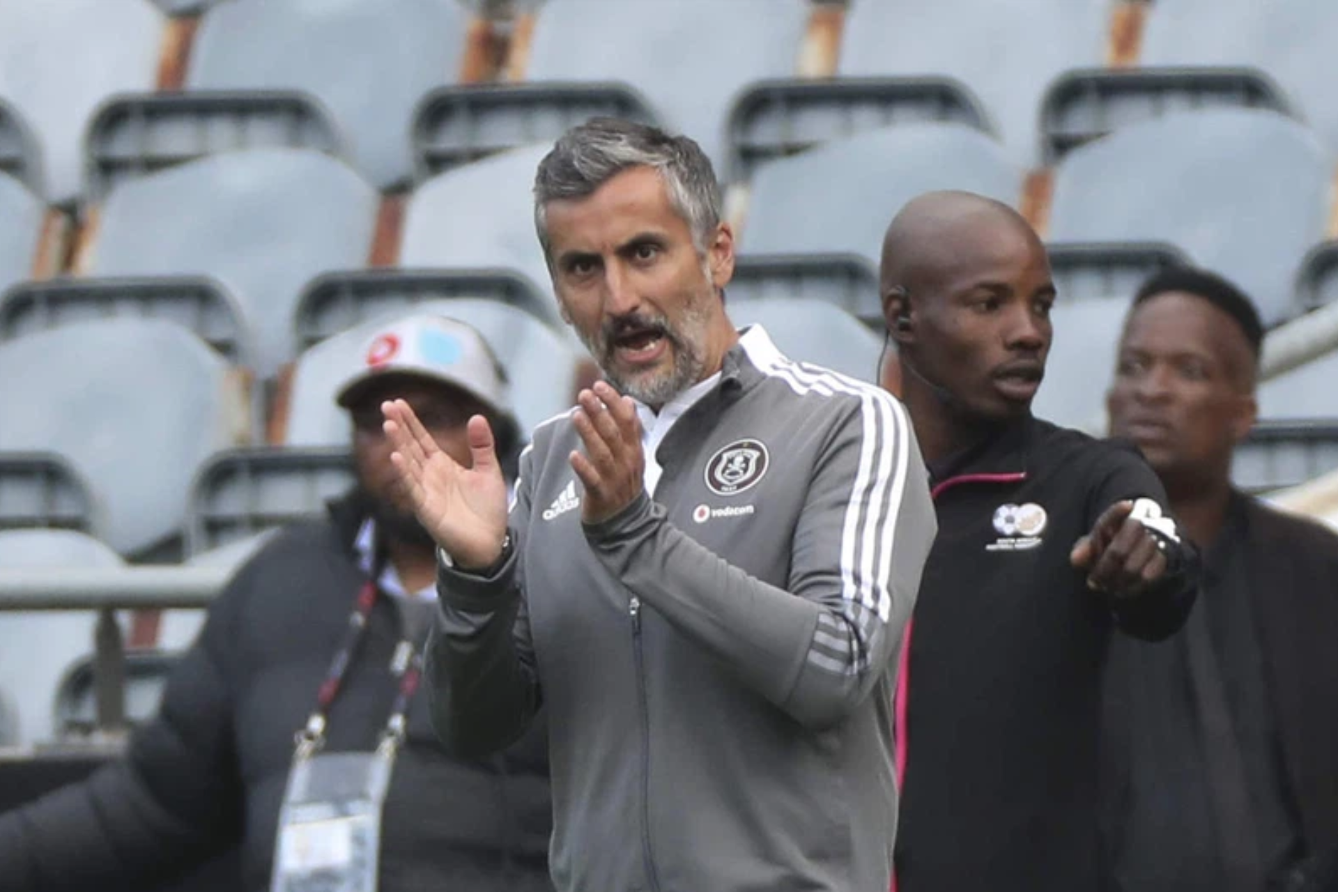 Orlando Pirates coach Jose Riveiro vs Junior Khanye Nedbank Cup