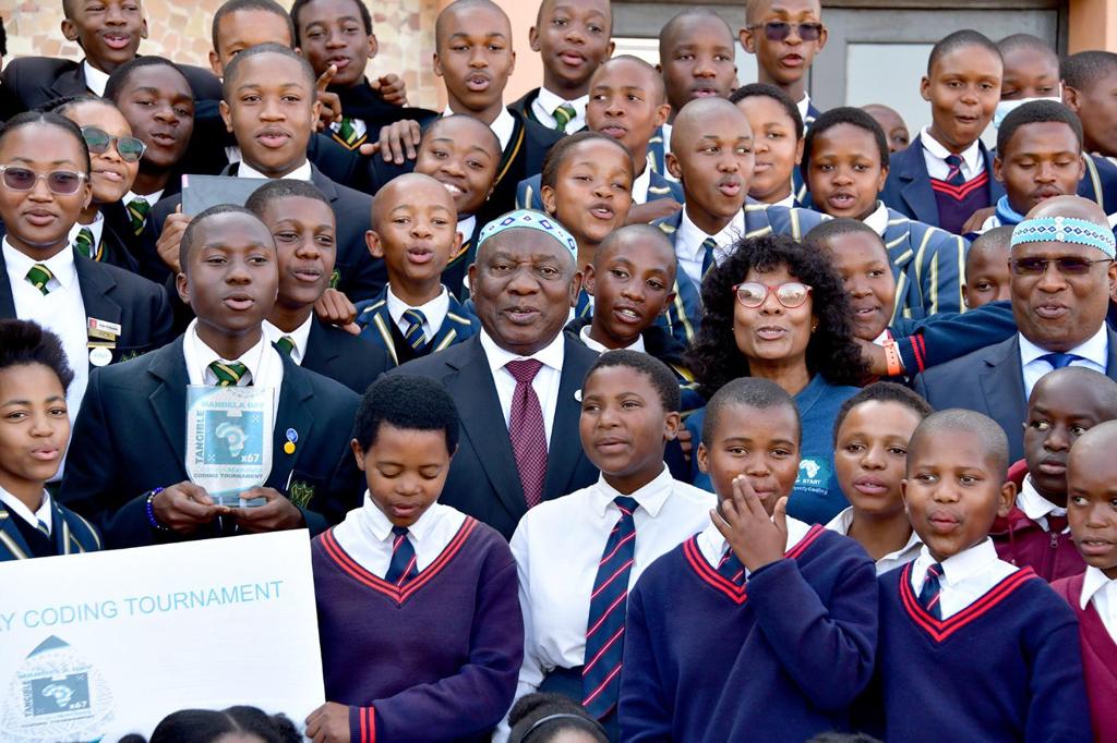 President Ramaphosa joins learners in Qunu for coding tournament. Photos supplied