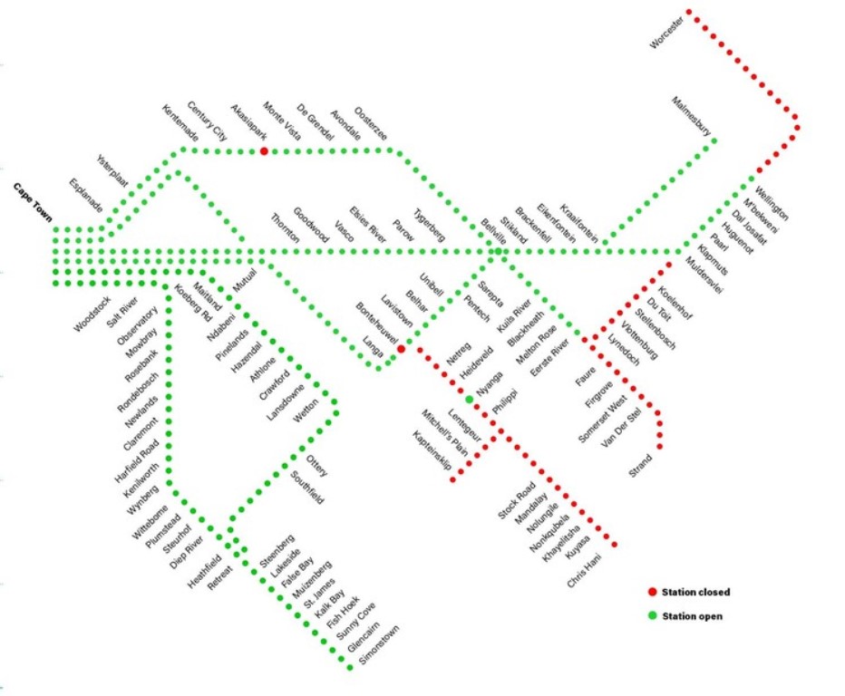 Which parts of Metrorail are still closed?