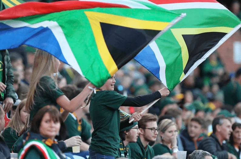 SA flag Springbok fans Gautrain