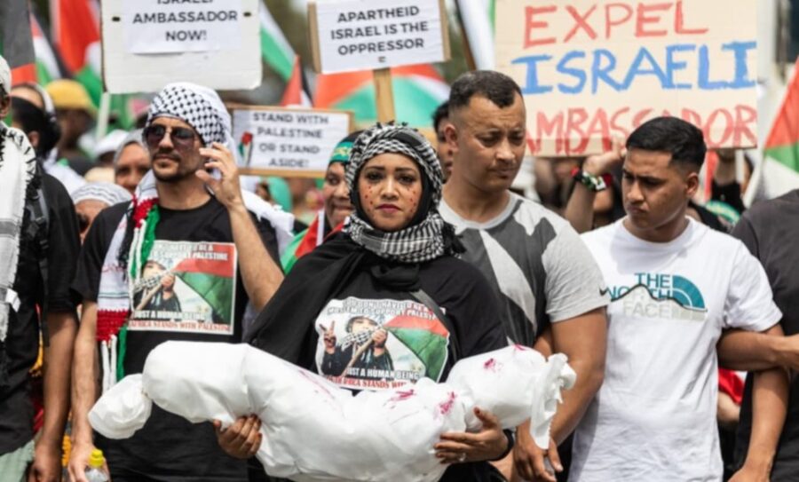 Protesters call for closure of Israeli embassy