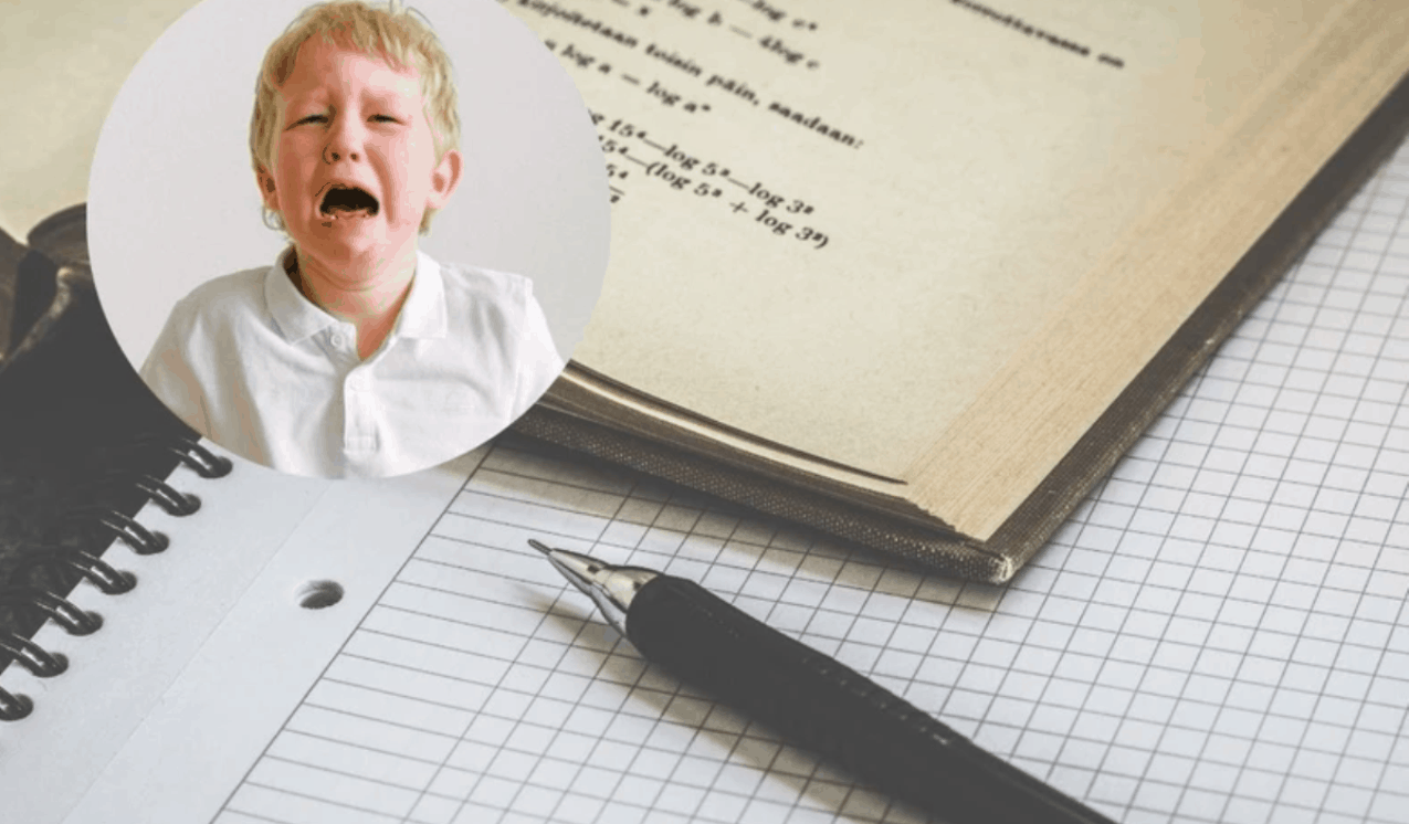 Hilarious moment of grade 1 boy crying over homework