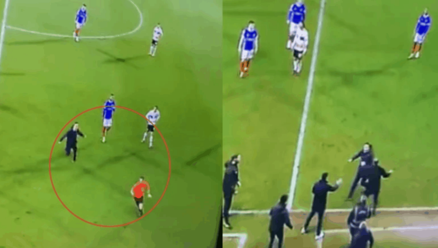 Fan hilariously chases referee off the field during match