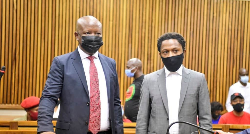 EFF leader Julius Malema and Mbuyiseni Ndlozi