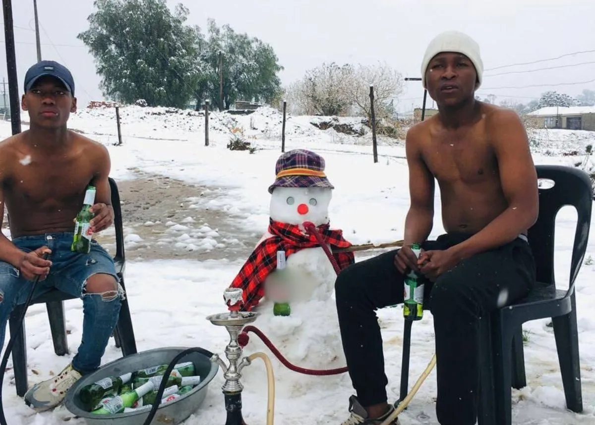 KZN men enjoying in the snow