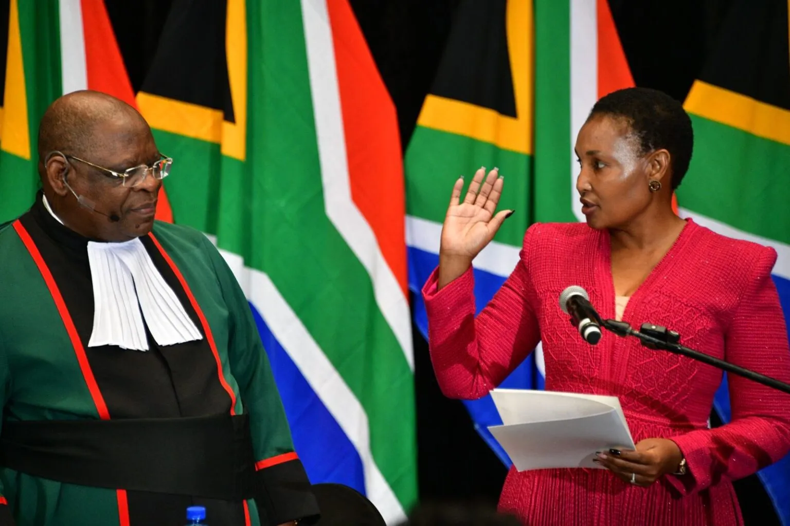 Thembi Simelane being sworn in as minister.