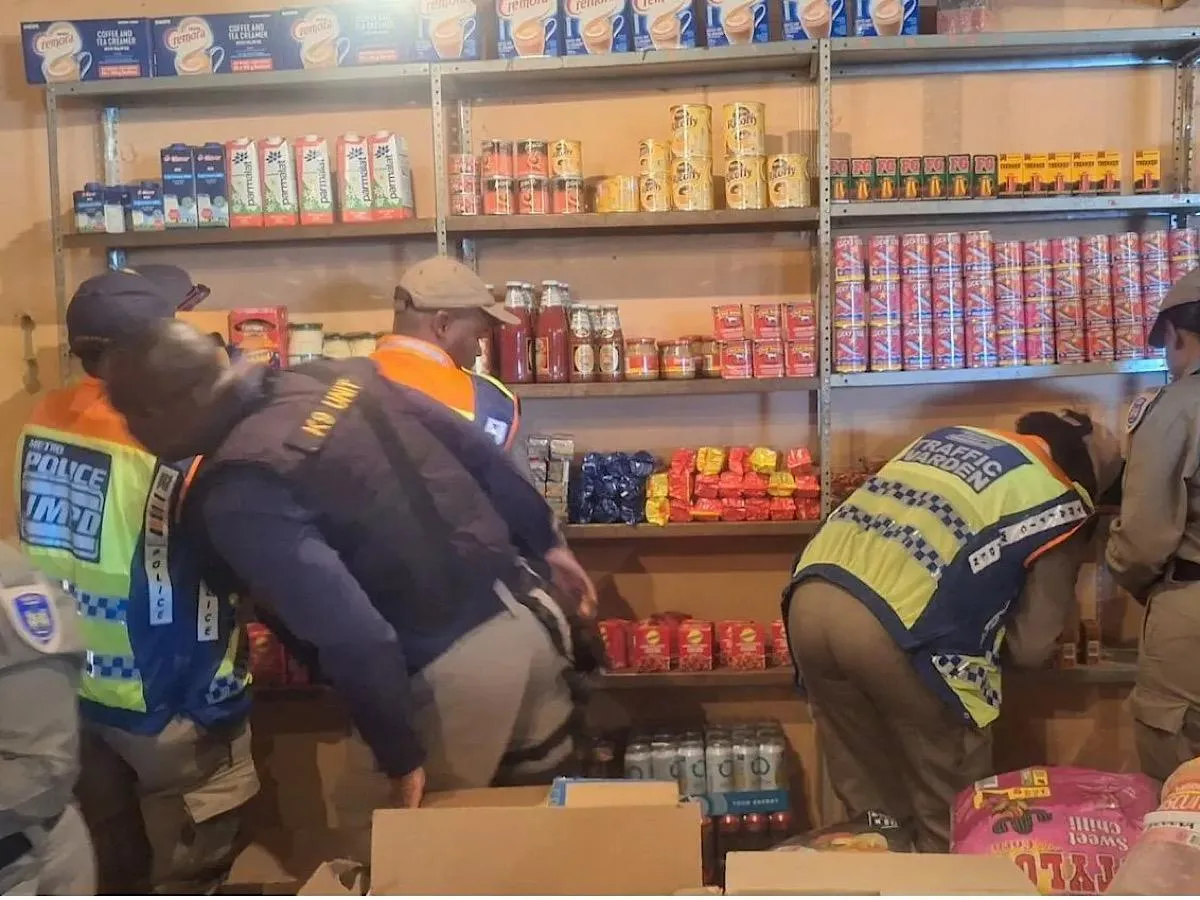 JMPD officers raid an informal spaza shop following last month’s spate of child deaths.