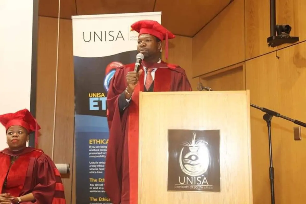 Walter Magaya during his staged Unisa graduation.