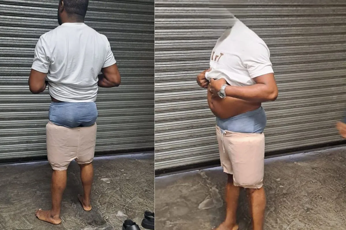 Police arrest a Brazilian drug trafficker at OR Tambo airport after discovering cocaine strapped to his legs.