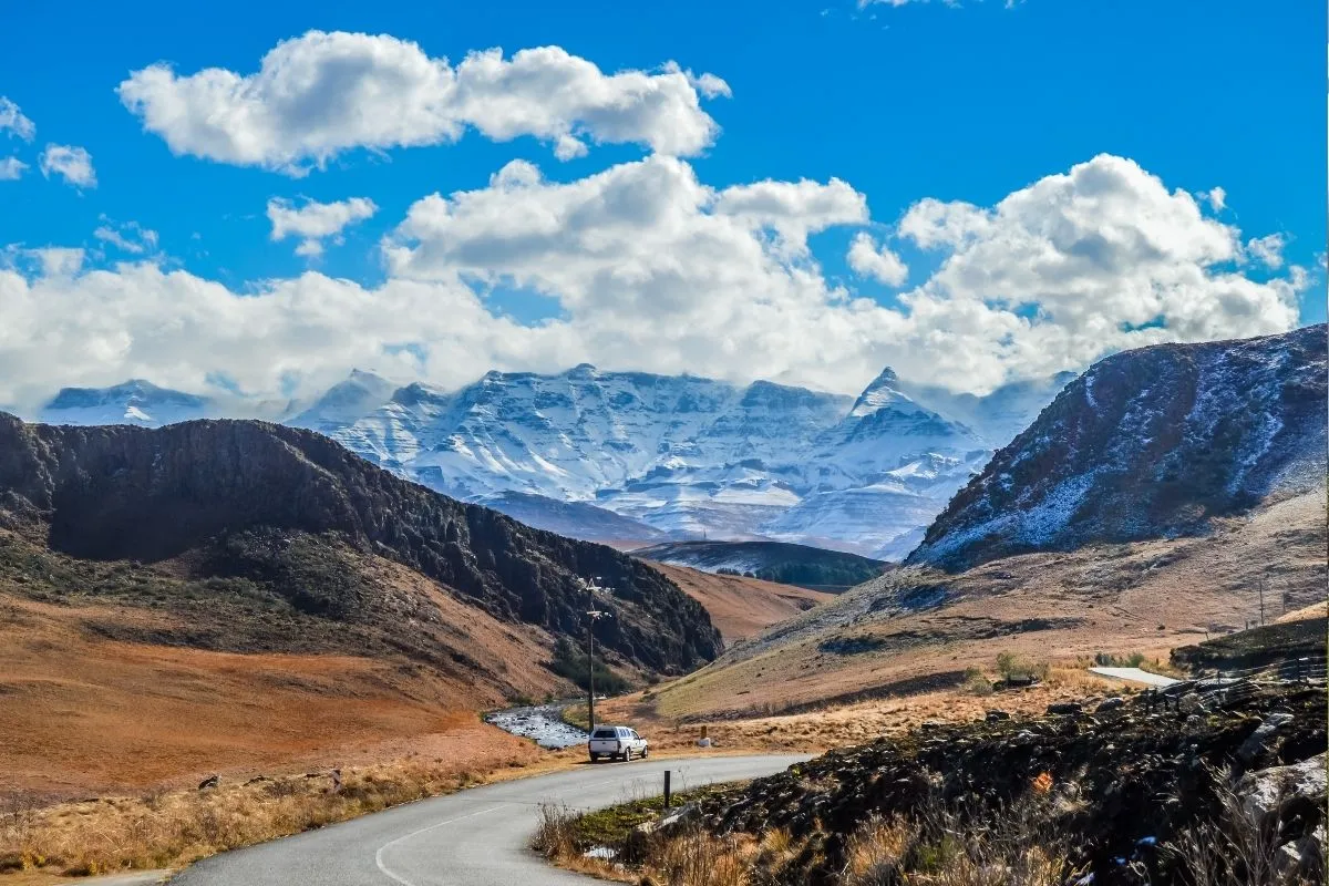 Snow-capped mountains in Underberg, KZN.