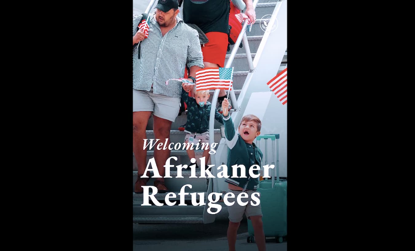 Image of Afrikaner 'refugees' disembarking from plane after touching down in the United States, supposedly fleeing 'white genocide'