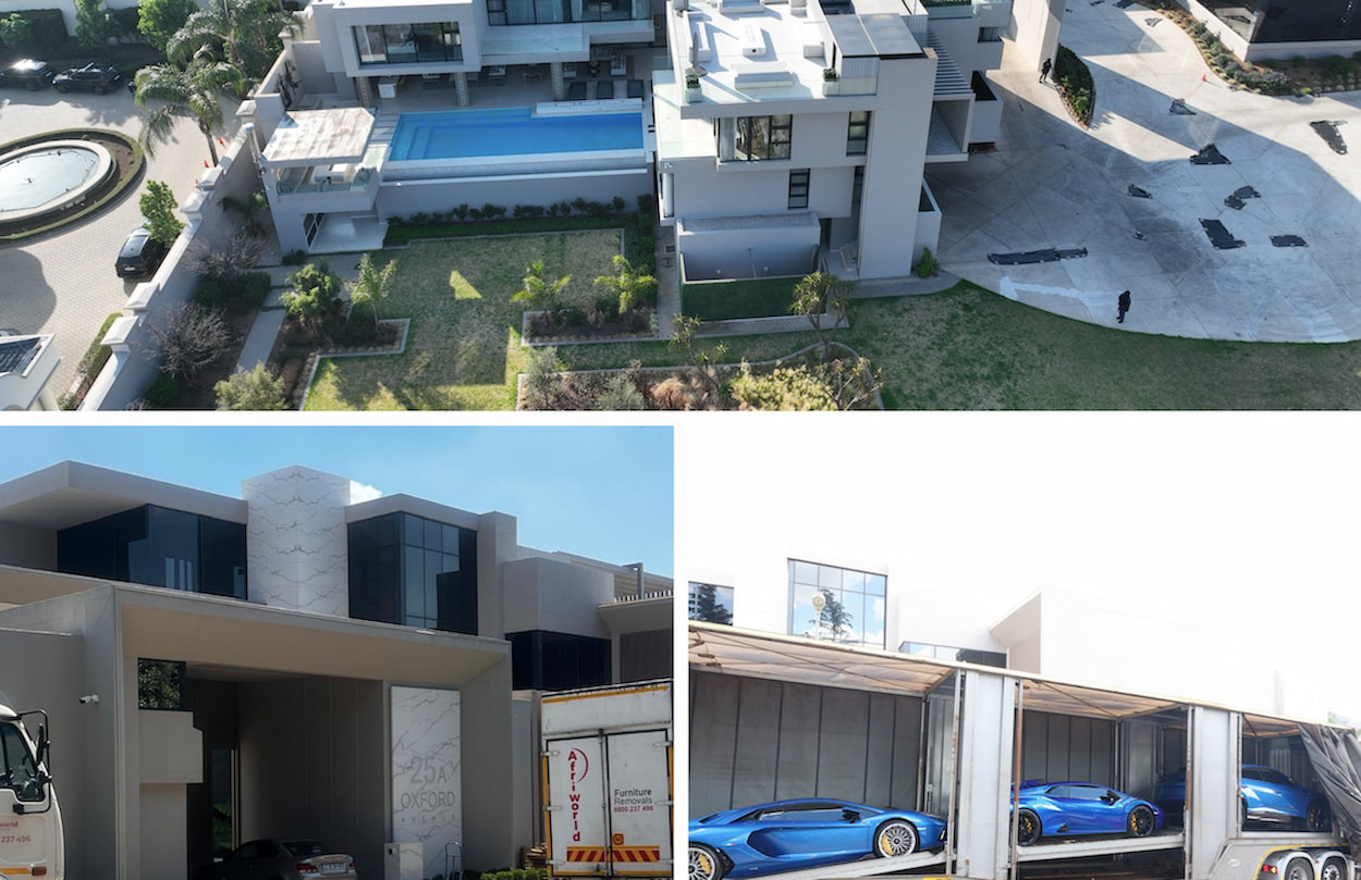 Collage of Hangwani Maumela's Sandton House. SIU raid at Maumela mansion