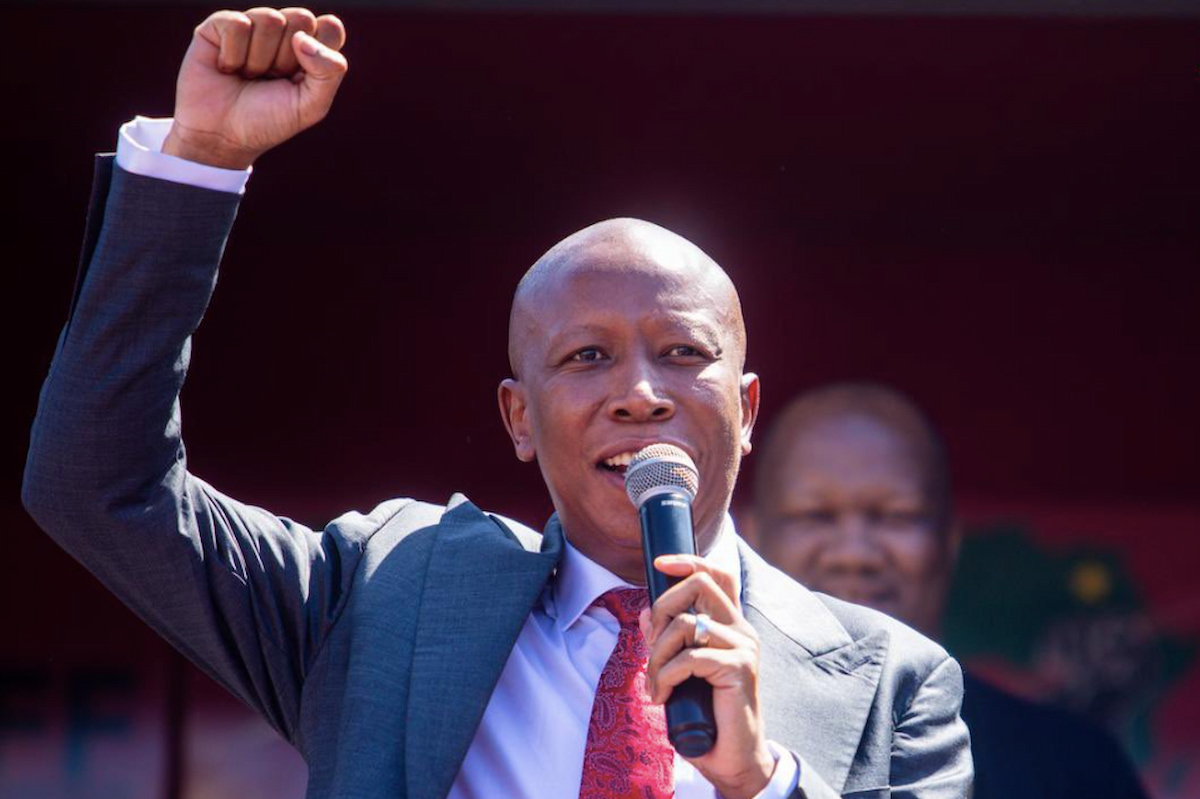 Julius Malema speaking to EFF members after being convicted of gun charges in East London Malema sentencing