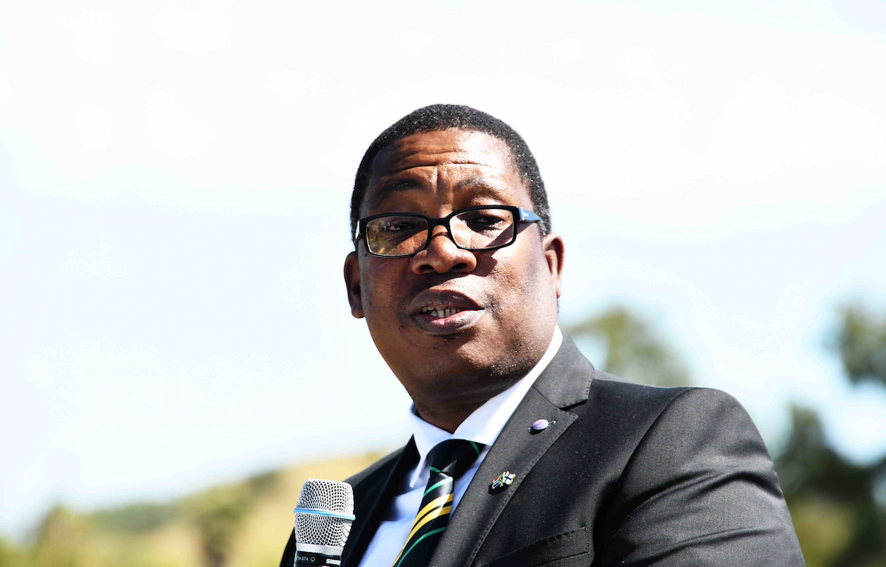 Then-Gauteng Education MEC Panyaza Lesufi addressing Solomon Mahlangu family and Community members during the Wreath laying ceremony in Mamelodi West Cemetery. This image accompanies a story about EFF's instructions to DA if Blue Party is get Red Berets' help in removing Panyaza Lesufi