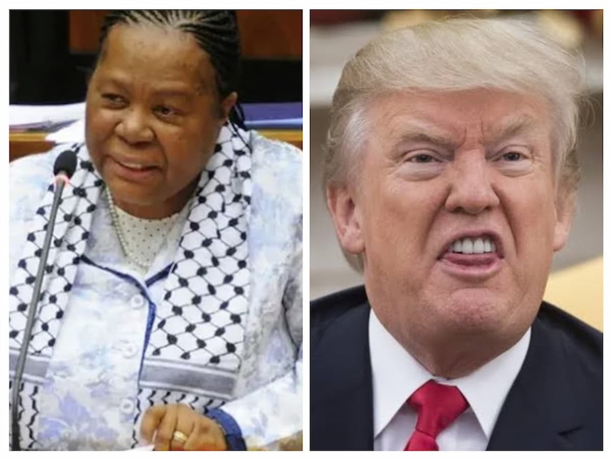 Composite image of Naledi Pandor and Donald Trump, used in an article about Naledi Pandor visa being revoked by the United States