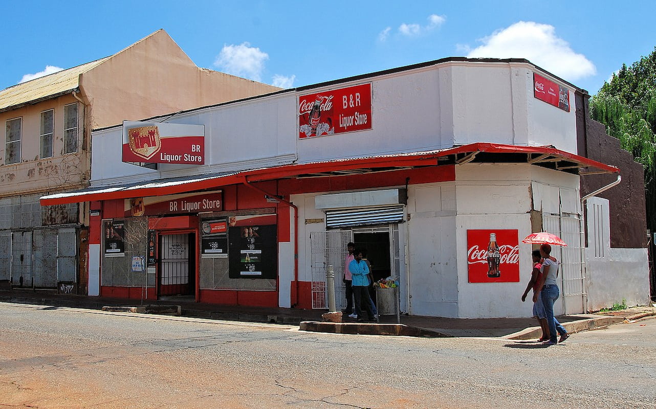 image of a liquor store in Vrededorp, Johannesburg, South Africa. It accompanies an article abot beer wine prices in South Africa ahead of the festive season