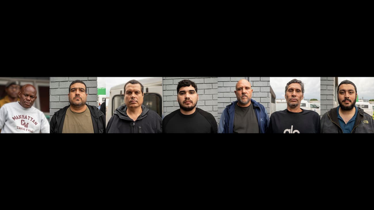 Suspects - six Mexicans and one Nigerian - arrested by the Botswana Police Service. Image accompanies article titled "Six Mexicans nabbed in Botswana as drug cartel fears engulf South Africa's borders"