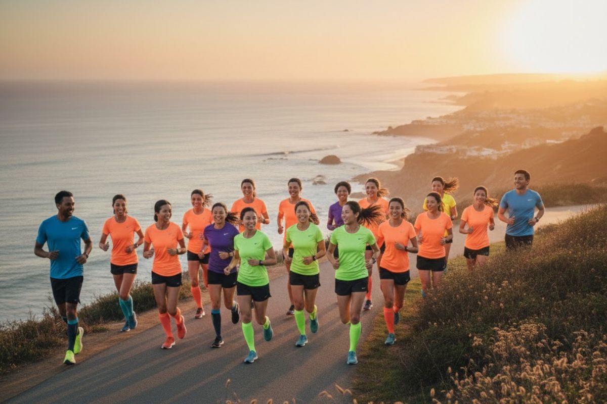 a Group of runners enjoying the nature