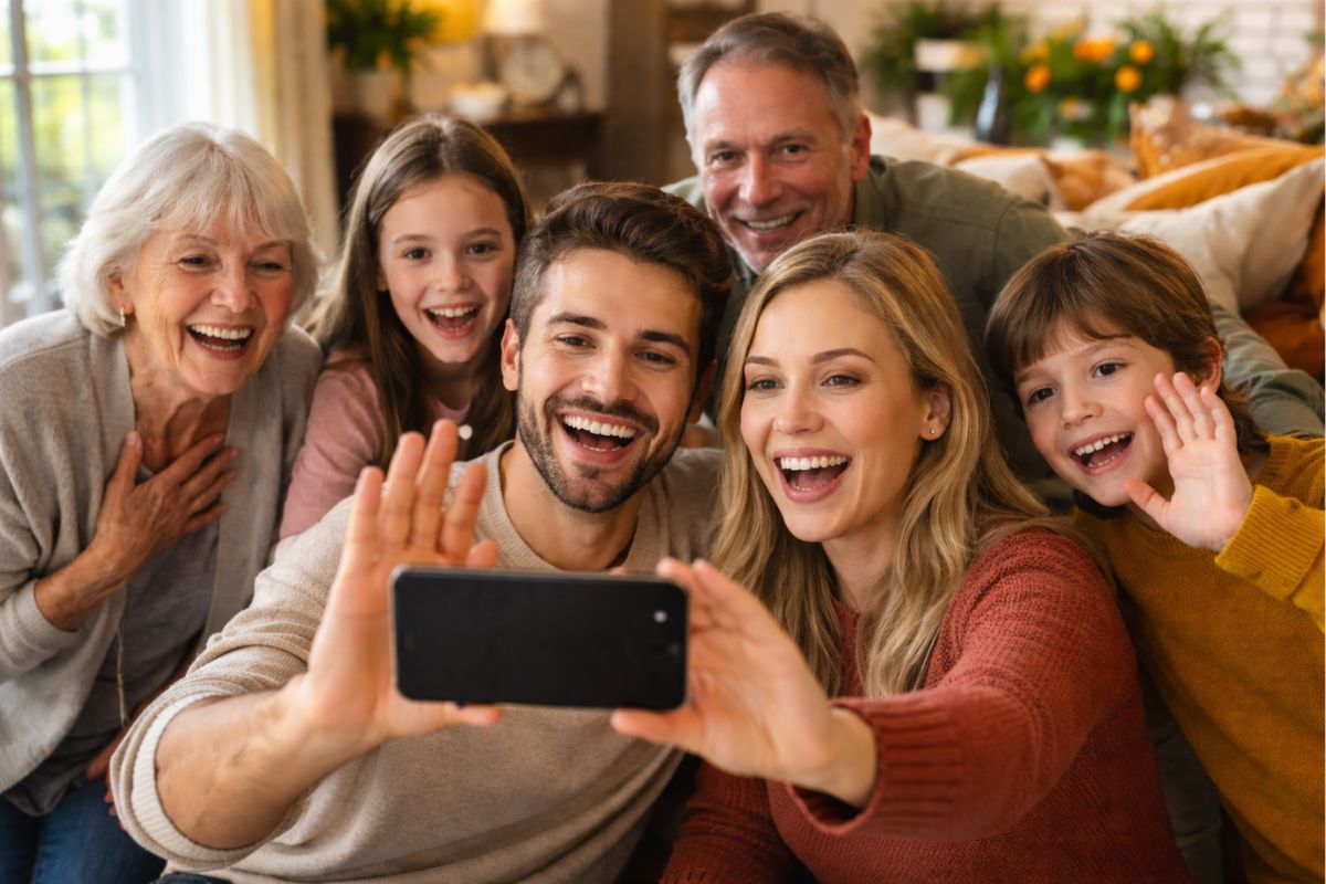 a Family that is on a video call.