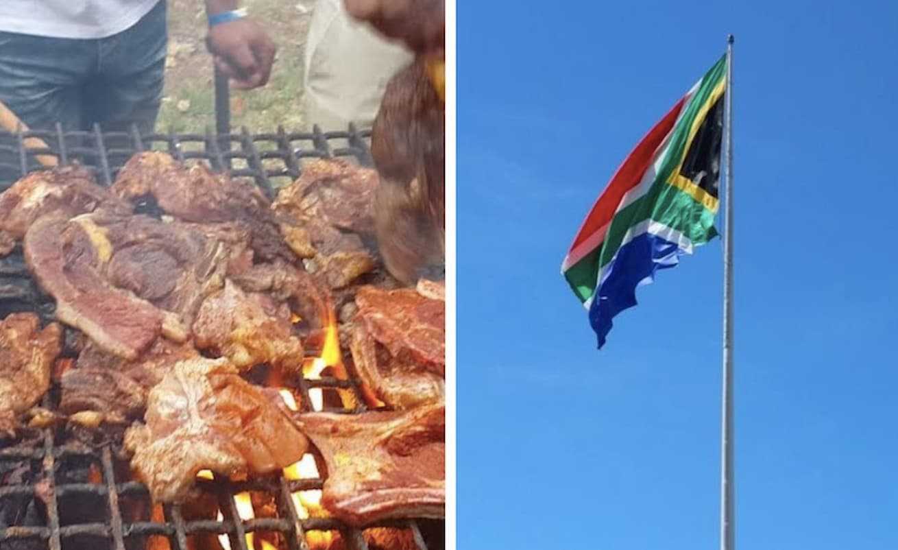Customised image of meat on a braai and the South Africa flag. This image accompanies an article about meat prices inflation in South Africa, focusing on Eastern Cape